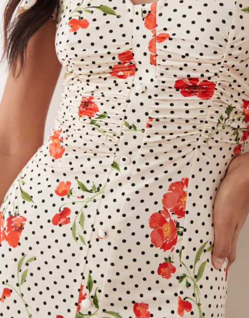 ASOS DESIGN – Freizeitkleid mit Punktemuster, Knopfleiste vorn und geraffter Taille, 3 von 4