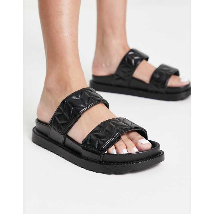  Women\'s Black Sandals ASOS DESIGN Naples platform barely there block heeled  main image 2