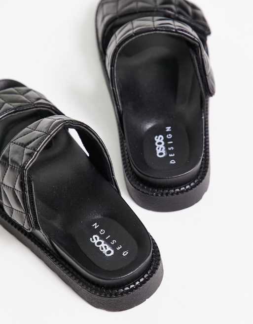 ASOS DESIGN Frequency double strap flat sandals in black  display picture 1