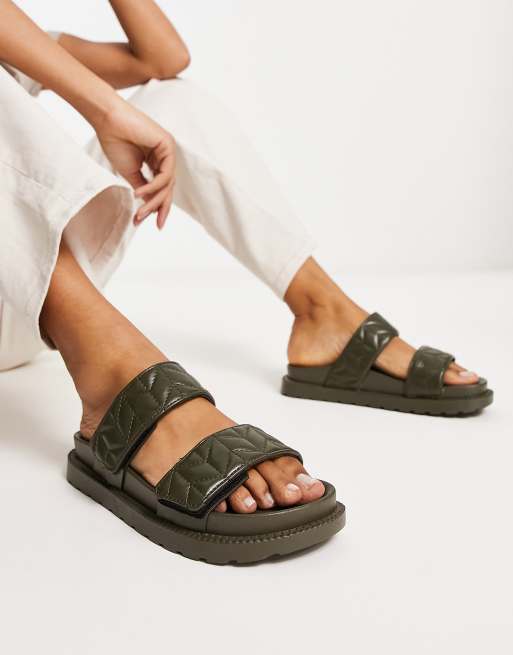 Khaki store flat sandals