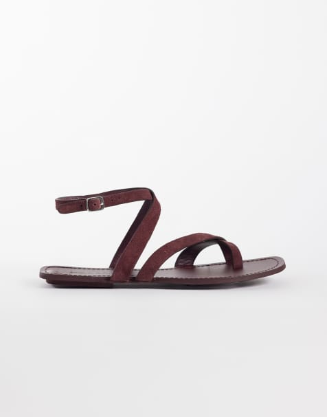 ASOS DESIGN – Friction – Bordowe sandały z naturalnego zamszu - view 1