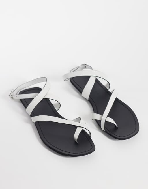 ASOS DESIGN Friction real leather sandals in white, 2 of 4
