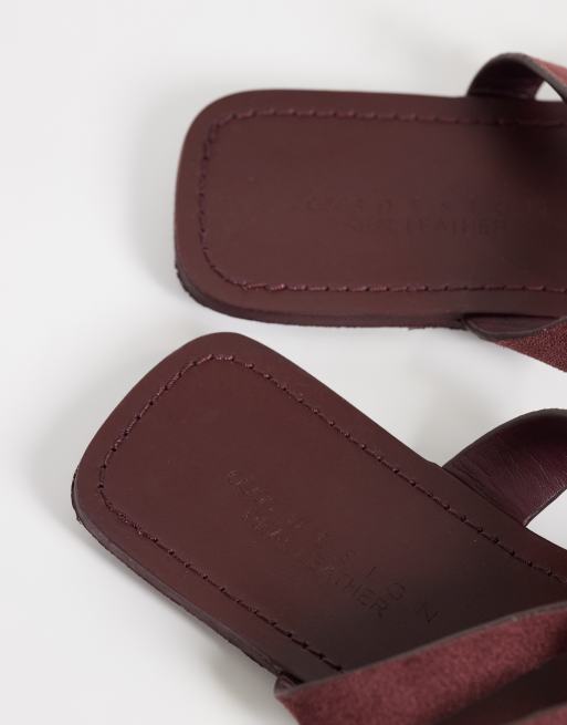 ASOS DESIGN Friction real suede sandals in burgundy, 4 of 4