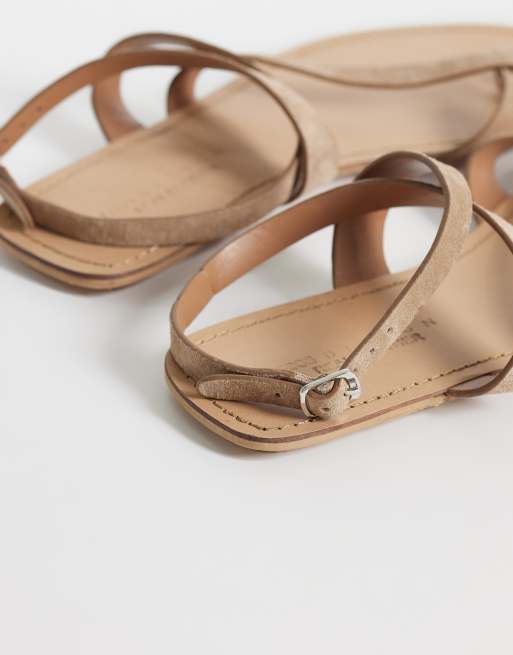 ASOS DESIGN Friction sandal in taupe real suede, 3 of 4