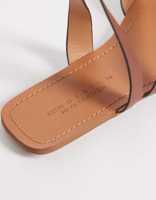 ASOS DESIGN - Friction - Sandalias color tostado de cuero, 3 de 4
