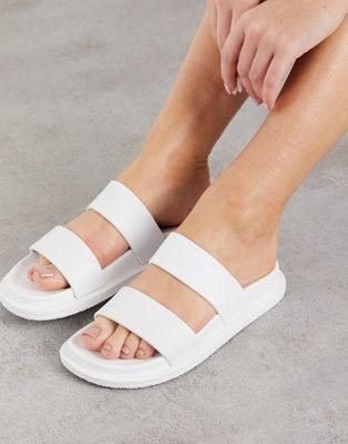 ASOS DESIGN Friday jelly flat sandals in white