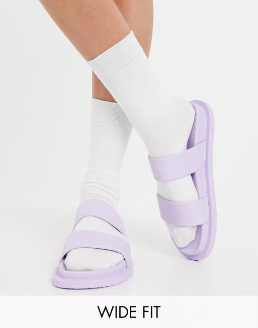 ASOS DESIGN - Friday - Sandali bassi lilla a pianta larga