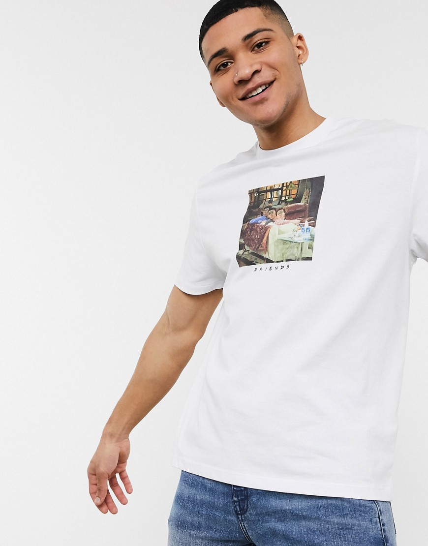 ASOS DESIGN – Friends – Avslappnad t-shirt med fotografiskt tryck-Vit