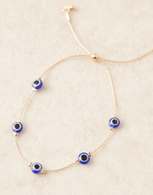 ASOS DESIGN friendship bracelet with eye detail in gold tone, 3 of 3
