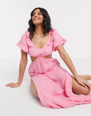 pink maxi beach dress