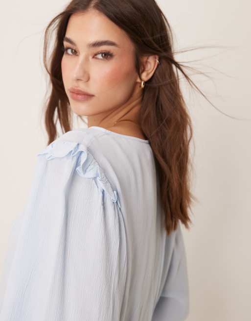 ASOS DESIGN frill detail top in light blue - part of a set, 3 of 4