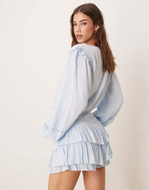 ASOS DESIGN frill detail top in light blue - part of a set, 4 of 4