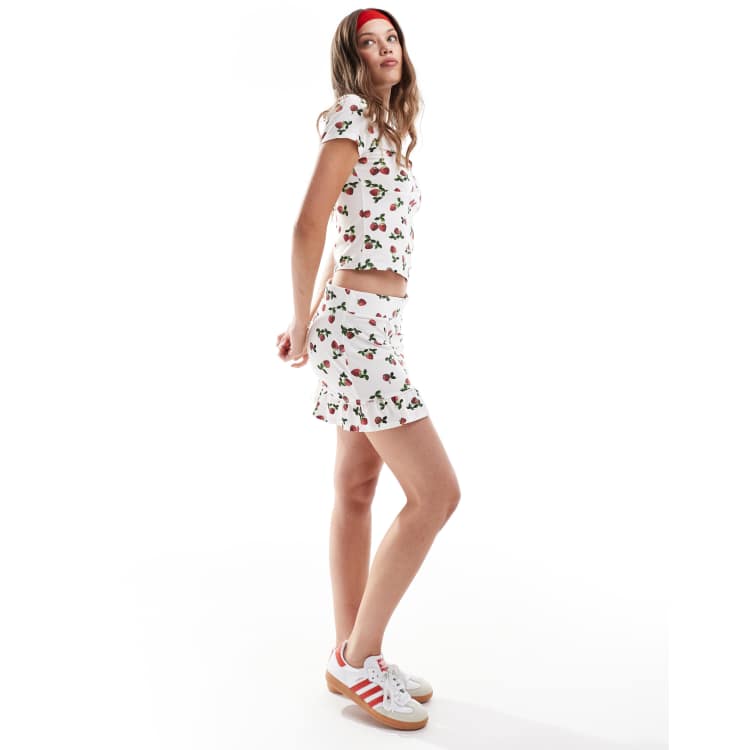 ASOS DESIGN frill hem mini skirt in strawberry print part of a set ASOS