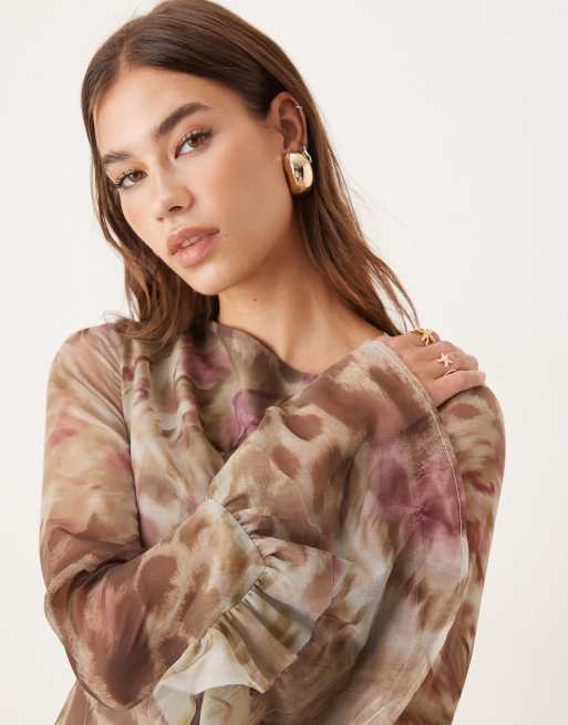 ASOS DESIGN frill seam detail maxi dress in floral animal print