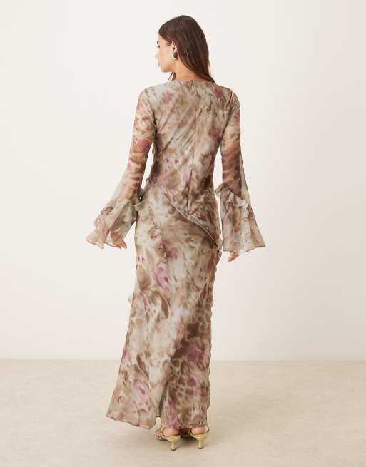 ASOS DESIGN frill seam detail maxi dress in floral animal print