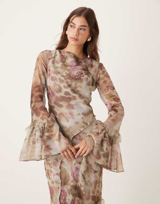 ASOS DESIGN frill seam detail maxi dress in floral animal print