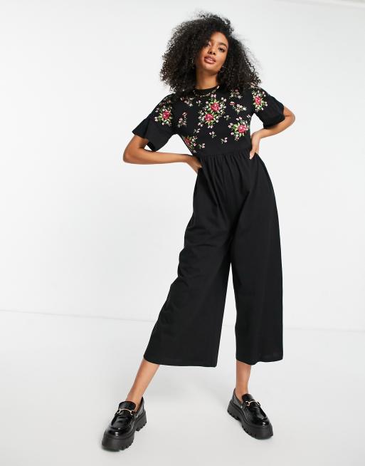 ASOS DESIGN jumpsuit with crop top layer in broderie, ASOS