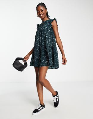 asos green spot dress