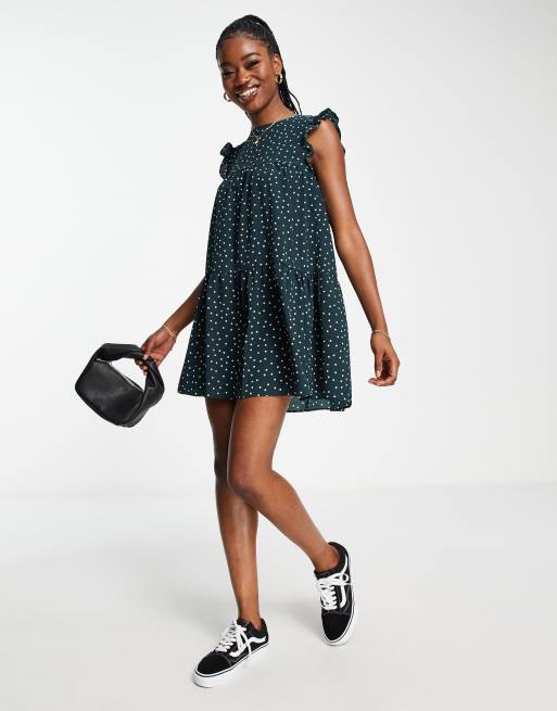 Asos green spot store dress