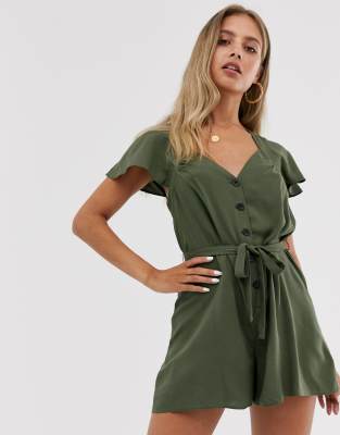 frill sleeve playsuit