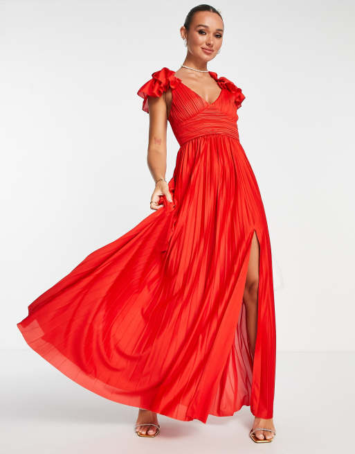 Asos red store maxi dress