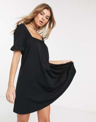 asos black frill dress