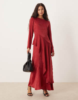 Asos Design Frill Tiered Maxi Dress In Red