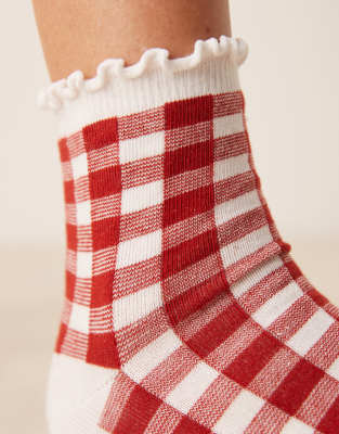 Asos Design Frill Top Socks In Red