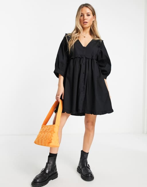 Frill v shop neck dress