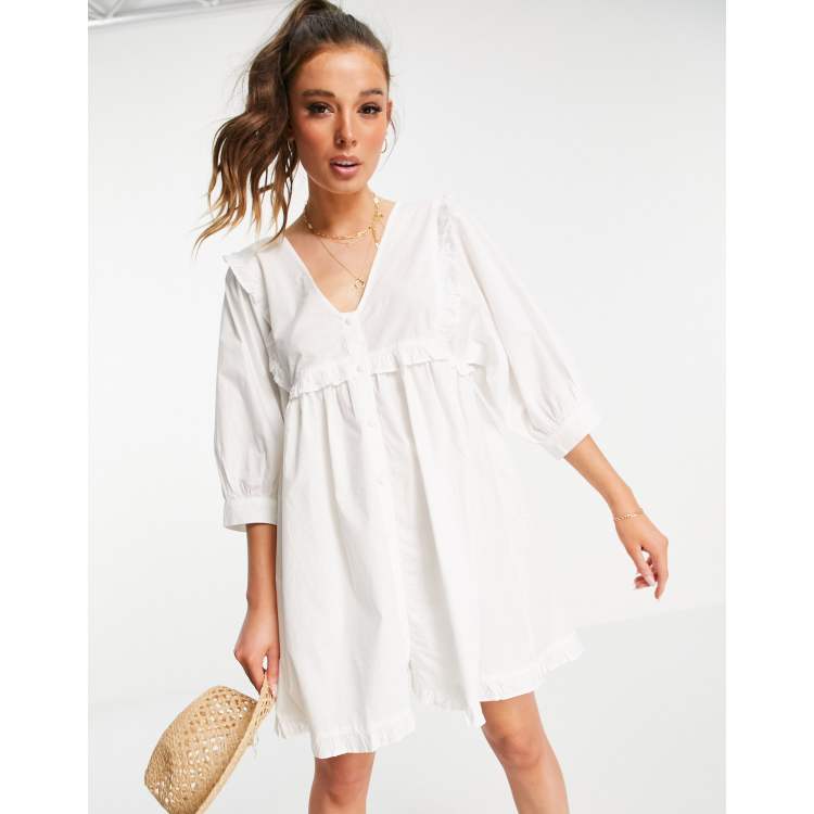 In The Style x Lorna Luxe frill detail skater dress in white - ShopStyle