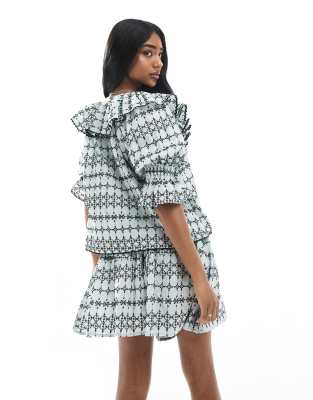 Asos Design Frilly Skort In Blue