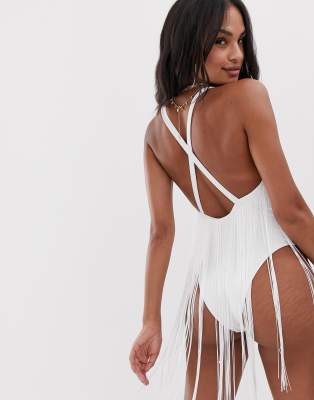 white fringe swimsuit