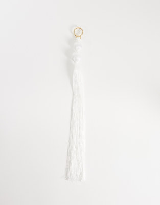 Asos Design Fringe Bag Charm In White