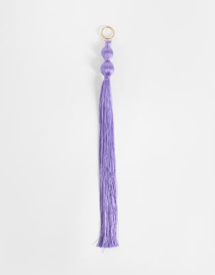Asos Design Fringe Bag Charm In Purple