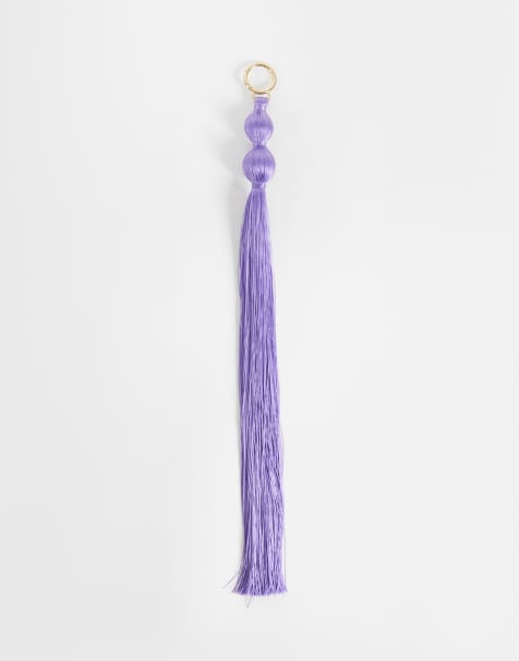 ASOS DESIGN fringe bag charm in lilac - view 1