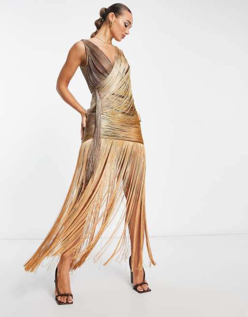 Fringe hotsell dress maxi