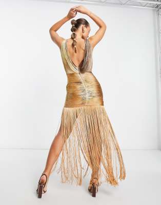 Asos fringe sale maxi dress