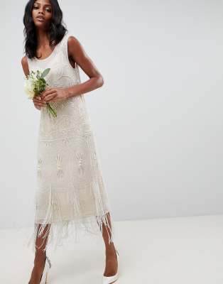 Asos edition fringe maxi wedding sale dress