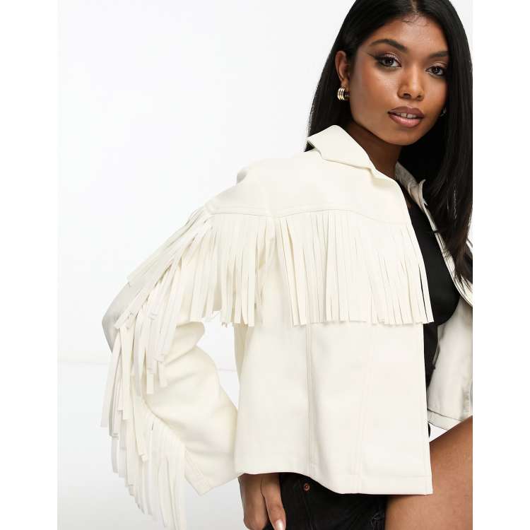 White fringe 2025 moto jacket