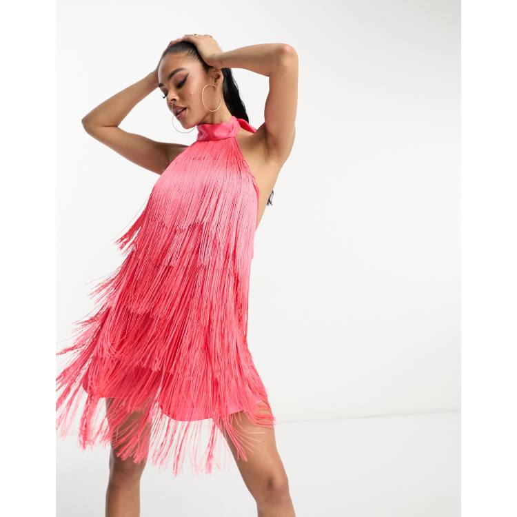 Pretty little thing pink hotsell tassel dress