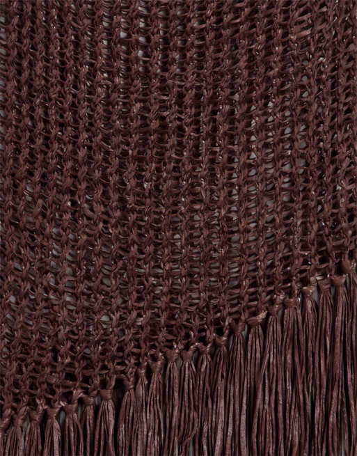ASOS DESIGN fringe hem open stitch aysmmetric tank in chocolate, 7 of 7