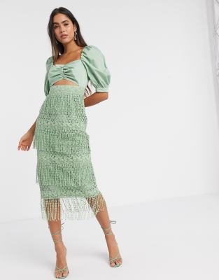 asos design fringe dress