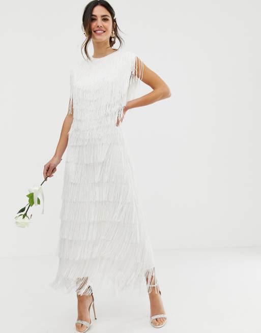 Asos fringe store wedding dress