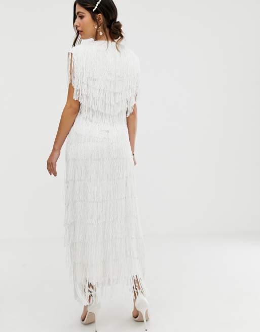 asos edition fringe maxi wedding dress