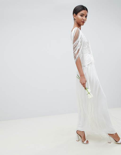 ASOS DESIGN fringe maxi wedding dress ASOS