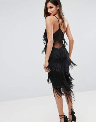 mesh fringe dress