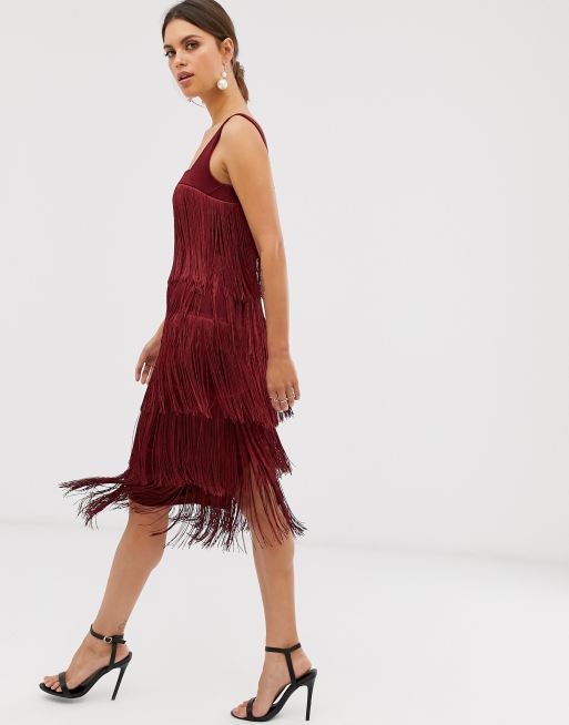 ASOS DESIGN fringe midi dress