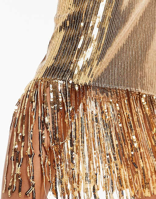 Gold sequin cheap skirt asos