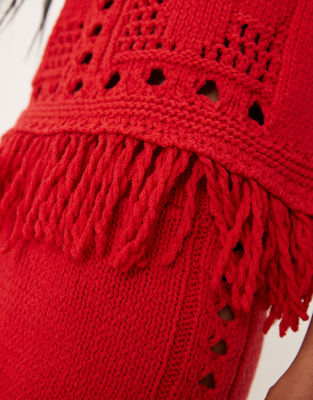 Asos Design Fringe Tank Top With Open Stitch Detailing