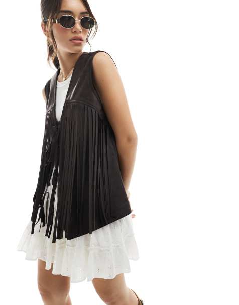 ASOS DESIGN fringe waistcoat in faux suede - view 1